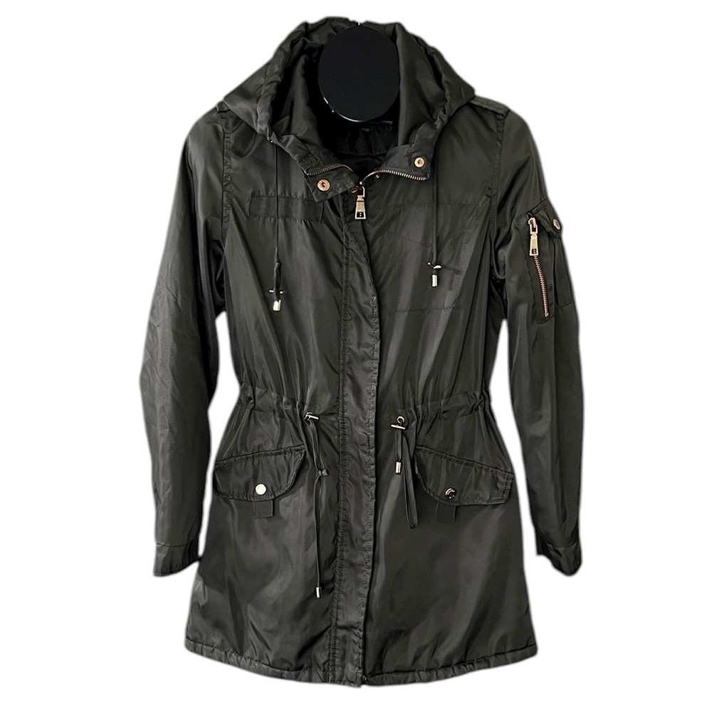Madden NYC women's drawstring waist utility jacket in army green